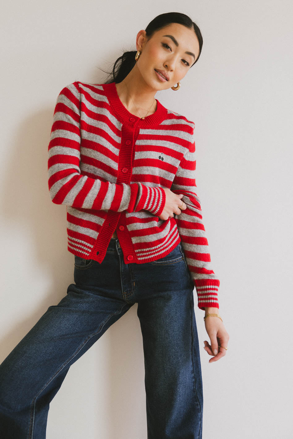 Albia Cherry Striped Cardigan - FINAL SALE